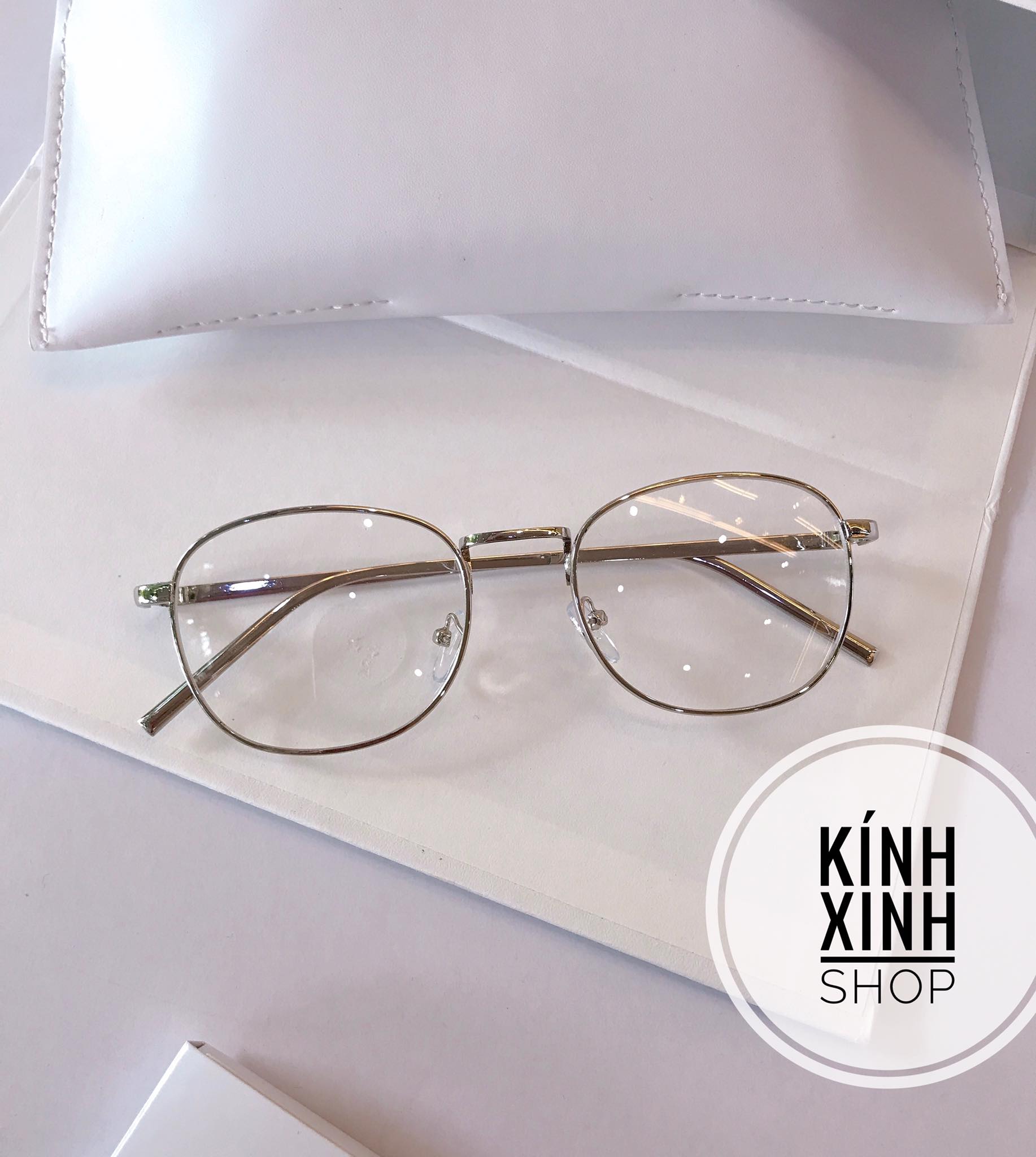 Kính gọng Mắt vuông nhỏ Hàn Quốc cao cấp (Bạc)