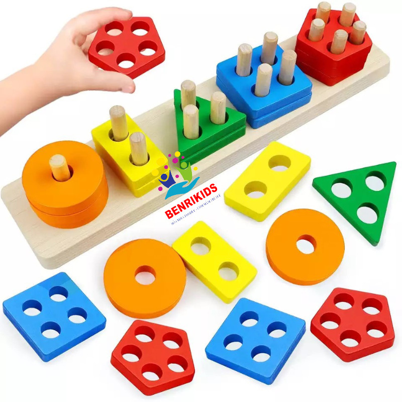 Toy set drop shaped wooden themed help your baby develop observation ability