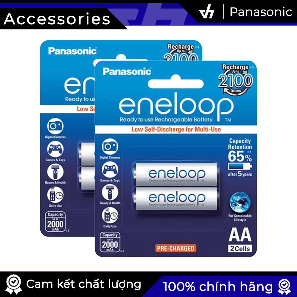 Bộ 4 pin sạc AA Panasonic Eneloop 2000mAh (Trắng)