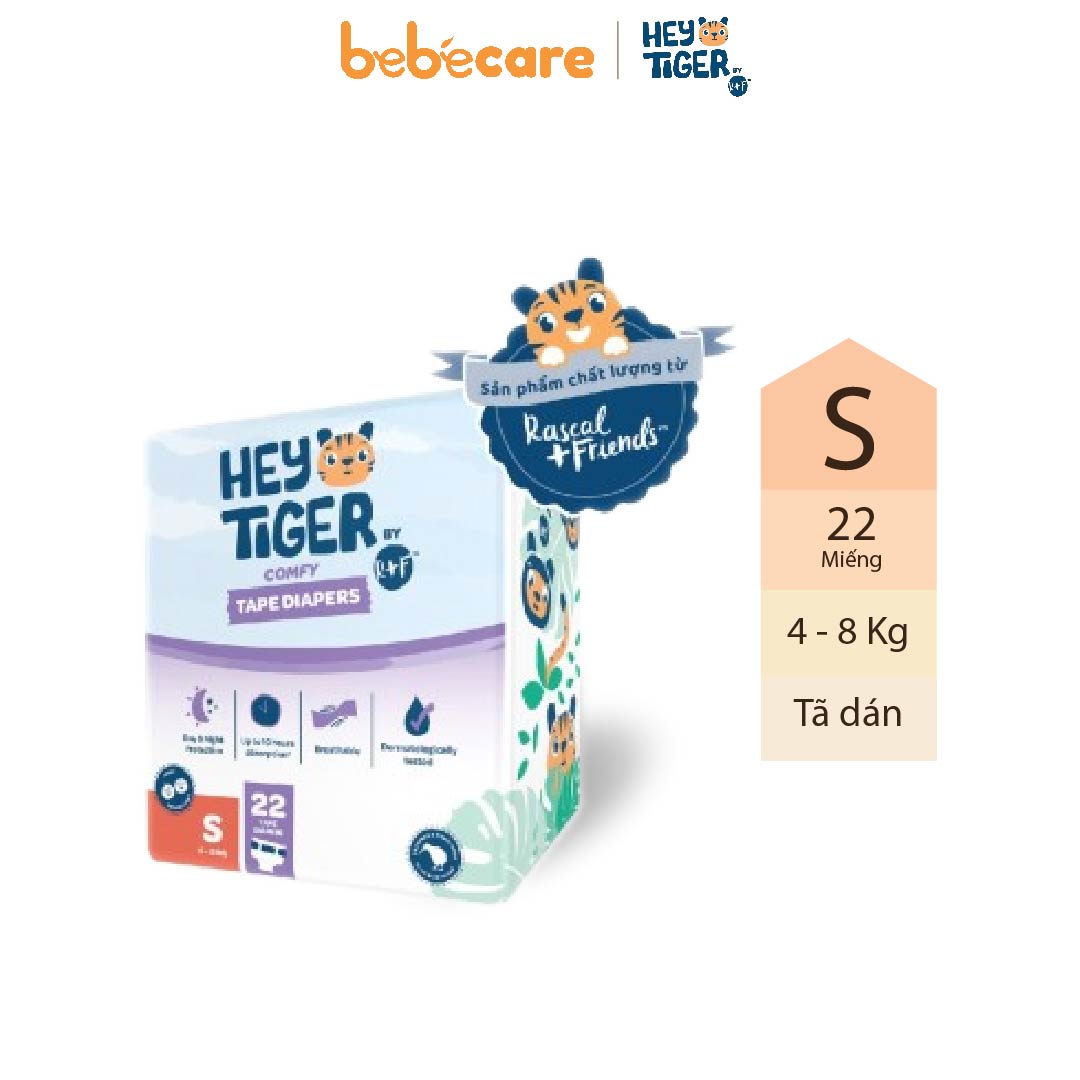 Tã Dán Hey Tiger Size S 22 Miếng (Bé Từ 4 - 8 Kg)