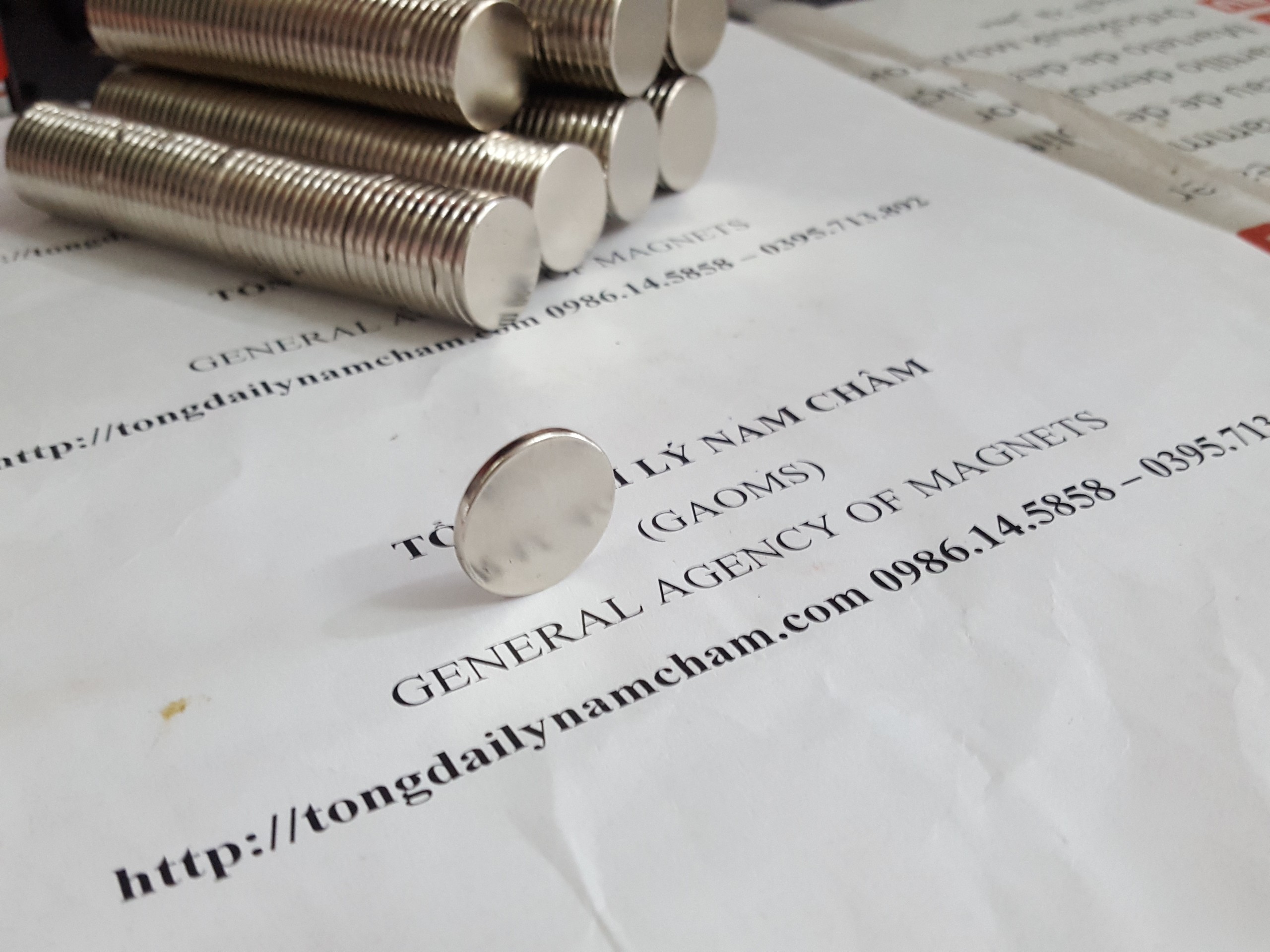 Nam châm trắng 20x2mm-10 viên