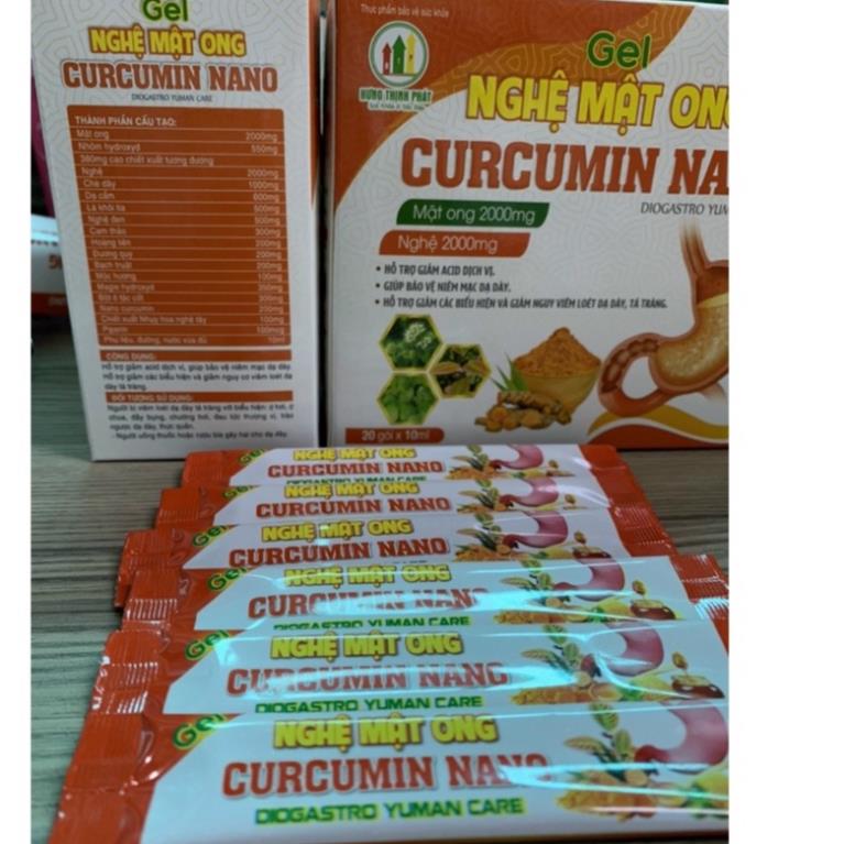 Gel ghệ Mật ong Curcumin nano hỗ trợ dt viem loét dạ dày, tá tràng, trào ngược dạ dày thực quản