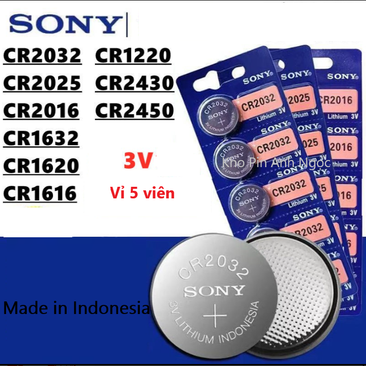 Vỉ 5 viên pin sony cr2032 / cr2025 / cr2016 lithium 3v