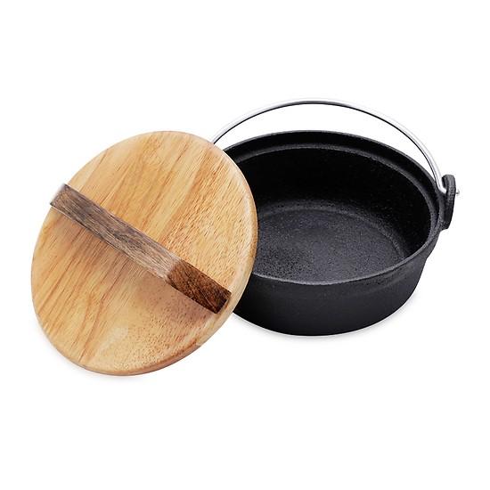 Nồi gang nắp gỗ chống dính - kho kèo -cá kho tộ sử dụng dược cho tất cả các loại bếp,bếp ga,bếp điện,bếp từ,bếp than Dragon