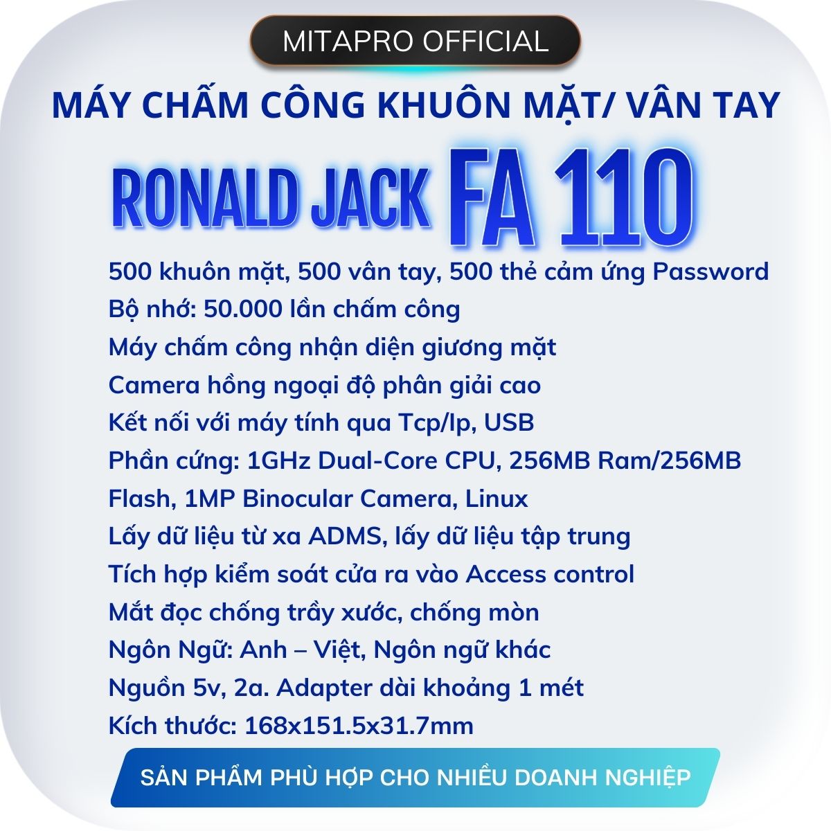[FA 110] MÁY CHẤM CÔNG KHUÔN MẶT giá rẻ . Phù hợp sử dụng cho ít nhân viên , thao tác đăng ký dễ dàng