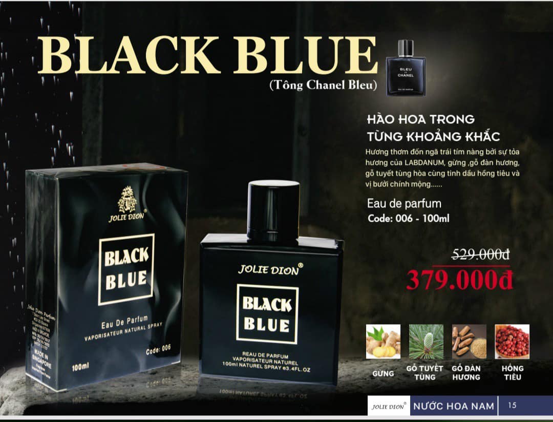 [HCM]Nước hoa nam Jolie Dion Black Blue 100ml