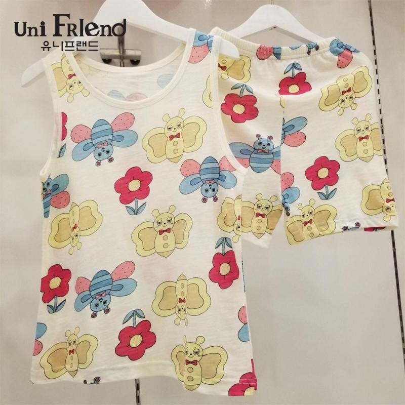 Nơi bán Đồ bộ mặc nhà bé gái Unifriend thun ngắn họa tiết hoa bướm U8SSTS33