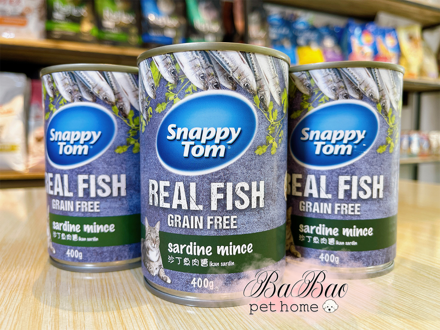 Pate Snappy Tom Lon 400g Real Fish - Cá trích nguyên con