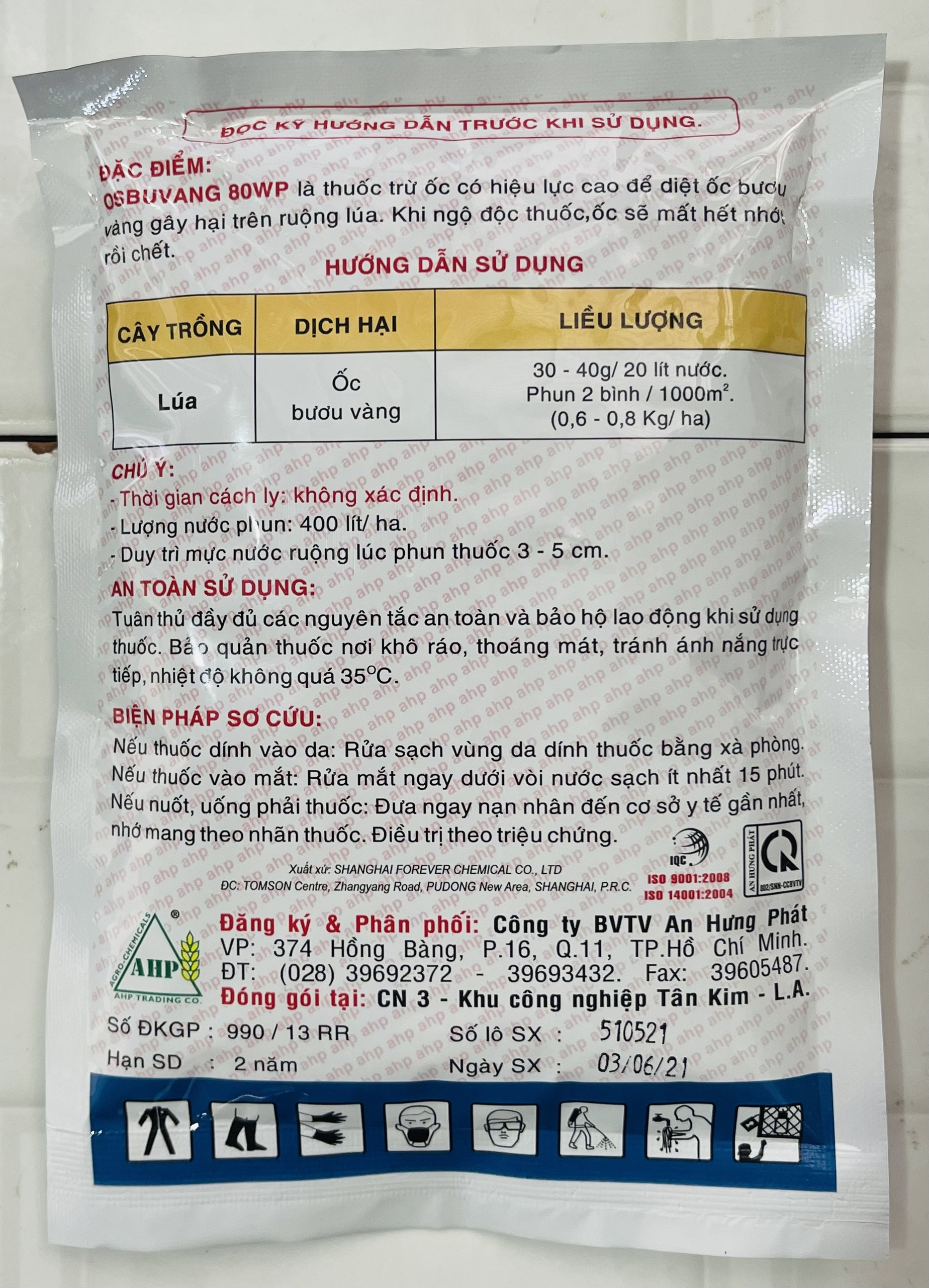 Thuốc diệt ốc bươu vàng Osbuvang 80wp - Gói 100g