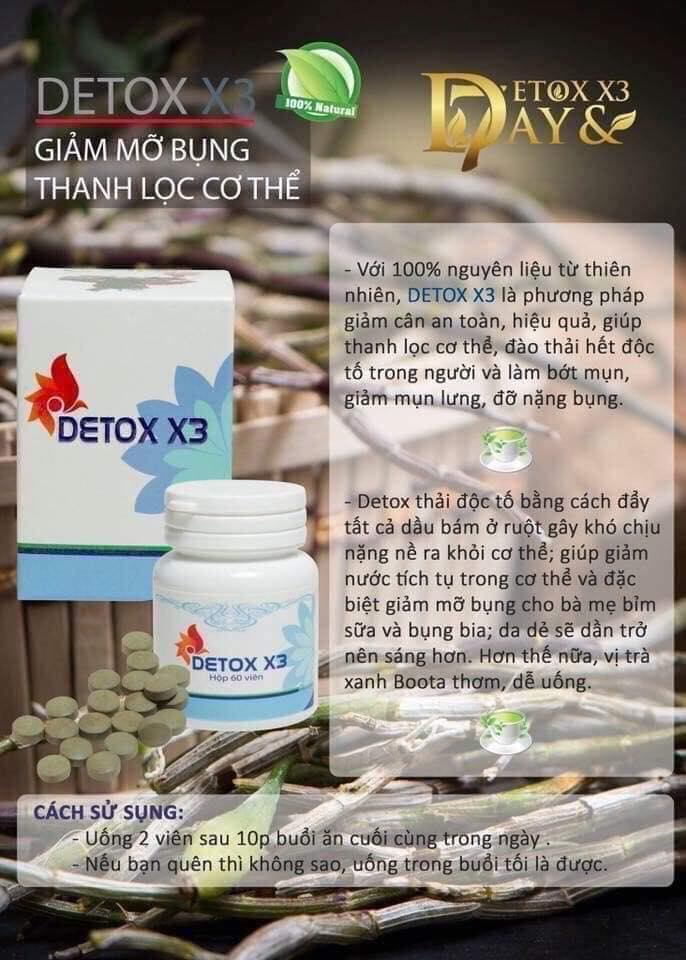 DETOX X3 GIẢM CÂN, GIẢM MỠ BỤNG CỰC NHANH