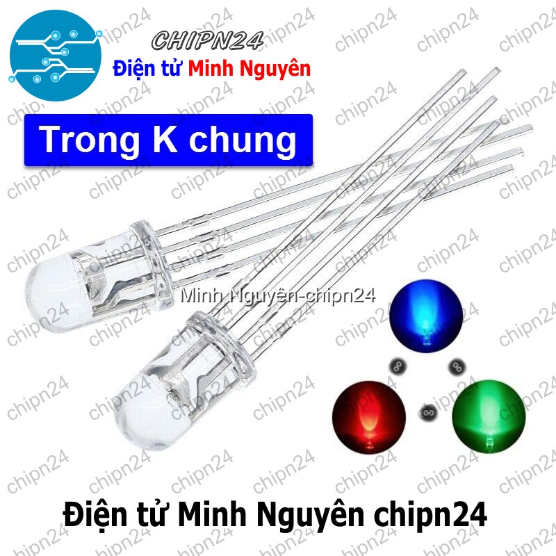 [10 con] (TK18, H15) Led 5mm Đục 7 Màu RGB 4 chân Dương chung - HH000506