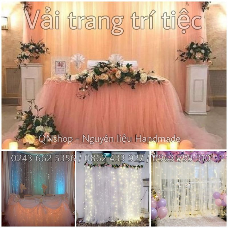 2m vải voan mềm đẹp khổ 1m7 trang trí tiệc, may váy tutu nhiều màu,...