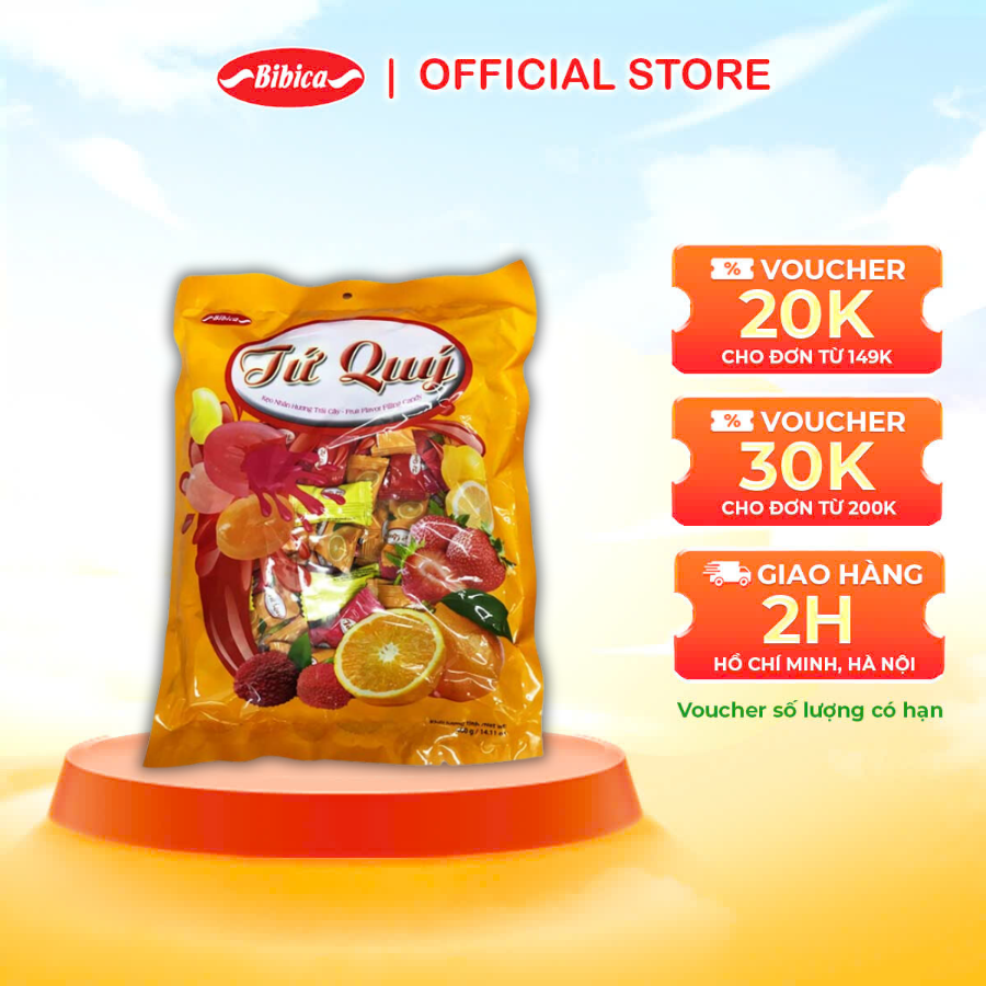 Combo 3 Kẹo Cứng Tứ Quý Bibica 140g