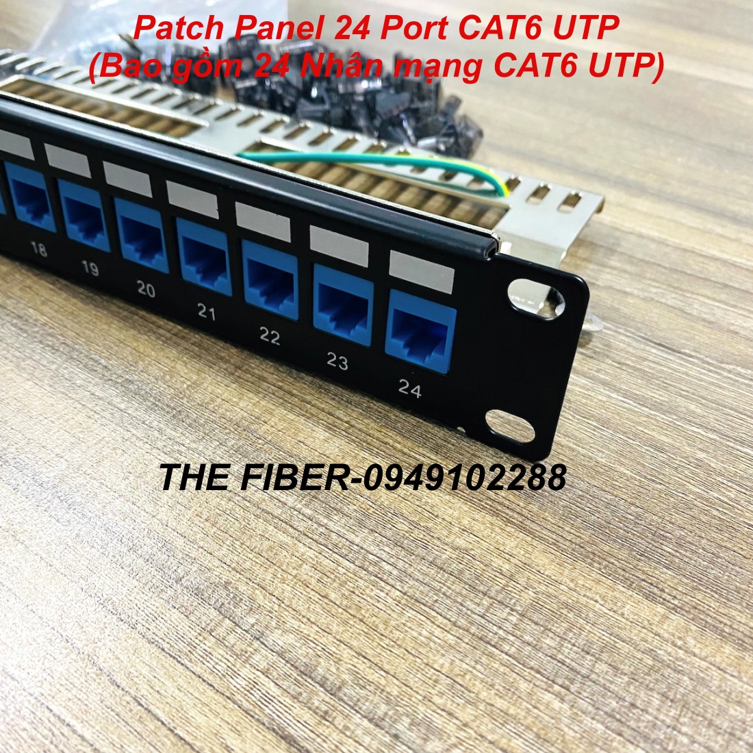 Patch Panel CAT6 24Port (Bao gồm 24 Nhân mạng CAT6 màu xanh)