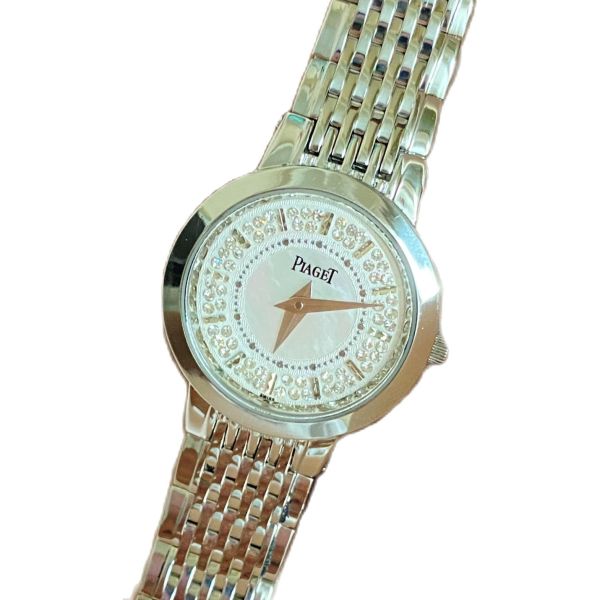 Đồng hồ nữ thời trang Piaget 2 kim, mặt xà cừ đính xoàn, phong cách thanh lịch sang trọng