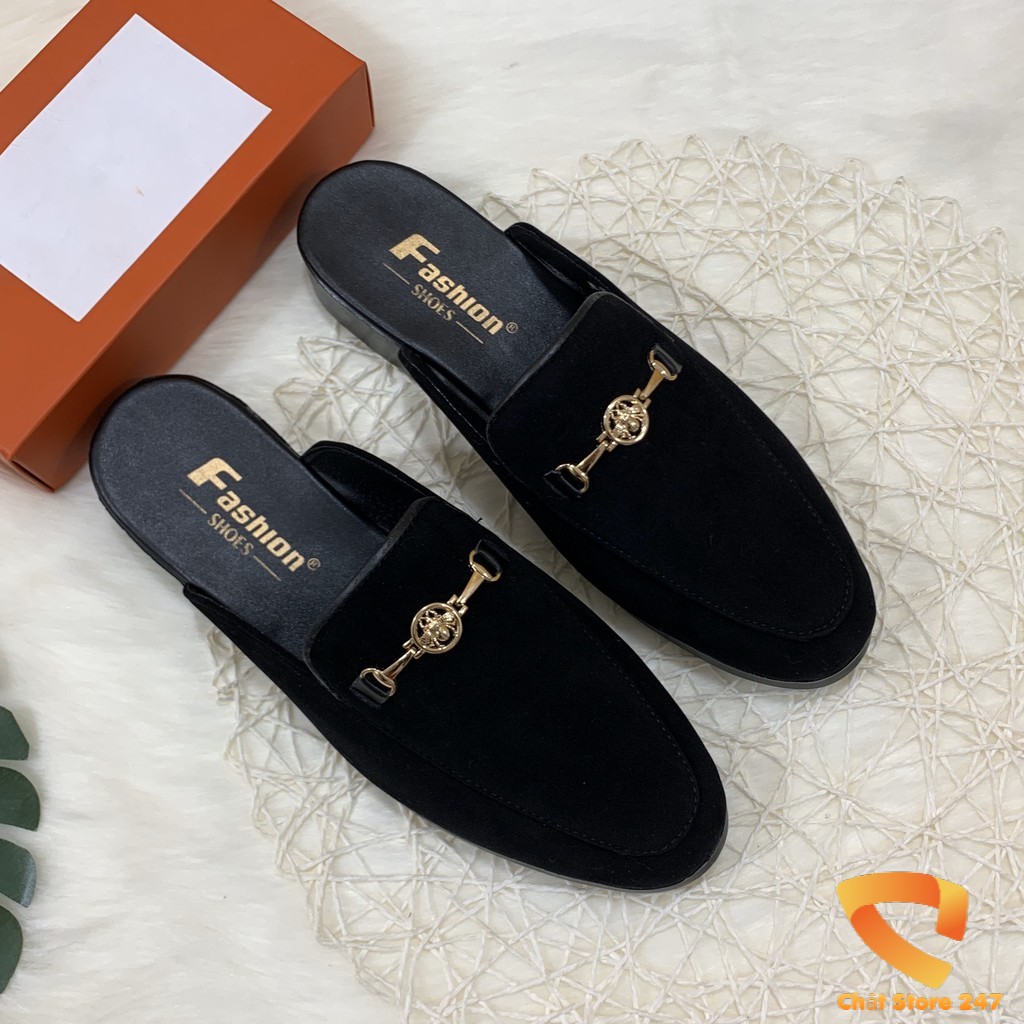 [Mã FASHIONXANH194 giảm 10K đơn 50K] Giày sục nam Vải Nỉ xích ngang Ong - Sục nam sang chảnh mẫu mới 2020