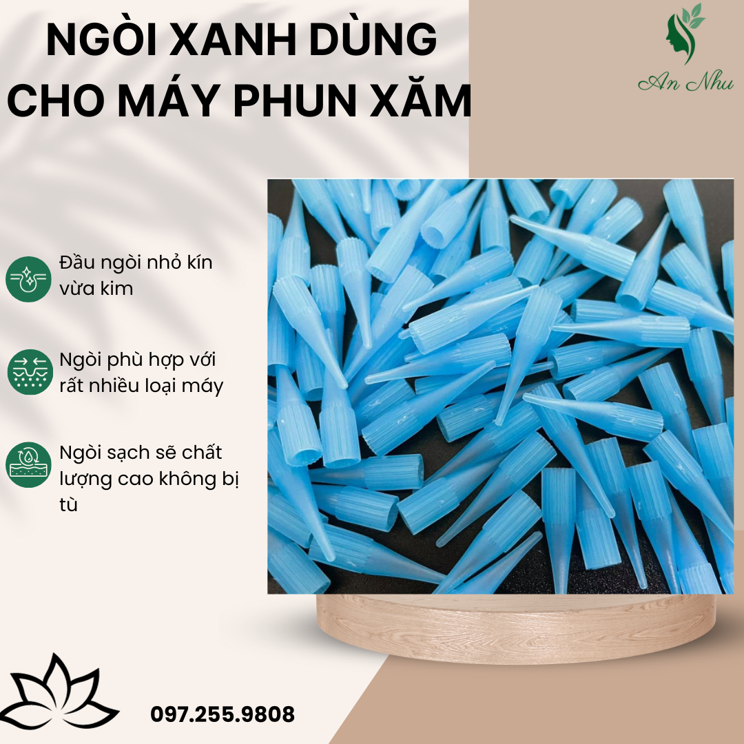 100 ngòi xanh lắp cho các dòng máy phun xăm thẩm mỹ
