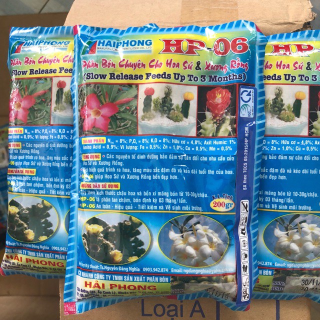 Phân bón cây sứ và xương rồng dạng tan chậm hp 06 200gr