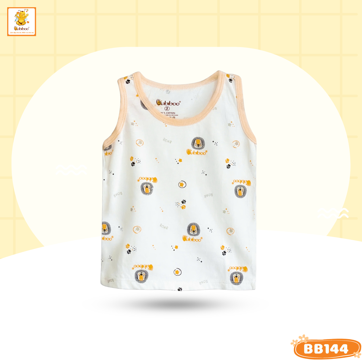 Áo ba lỗ cho bé BABIBOO, áo sơ sinh cotton 2 chiều mặc mùa hè in hình dễ thương BB144
