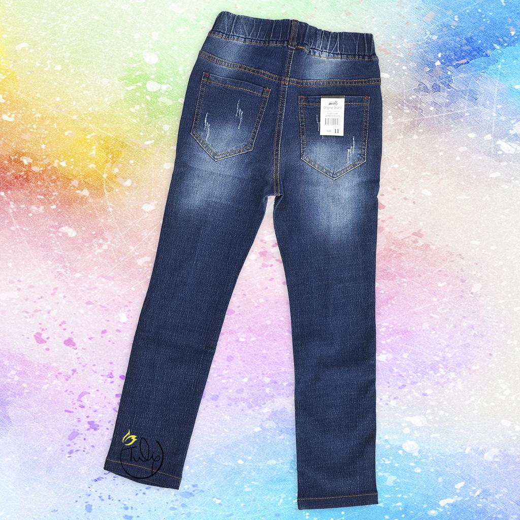 Quần jean thun ôm dài rách cho bé trai size đại