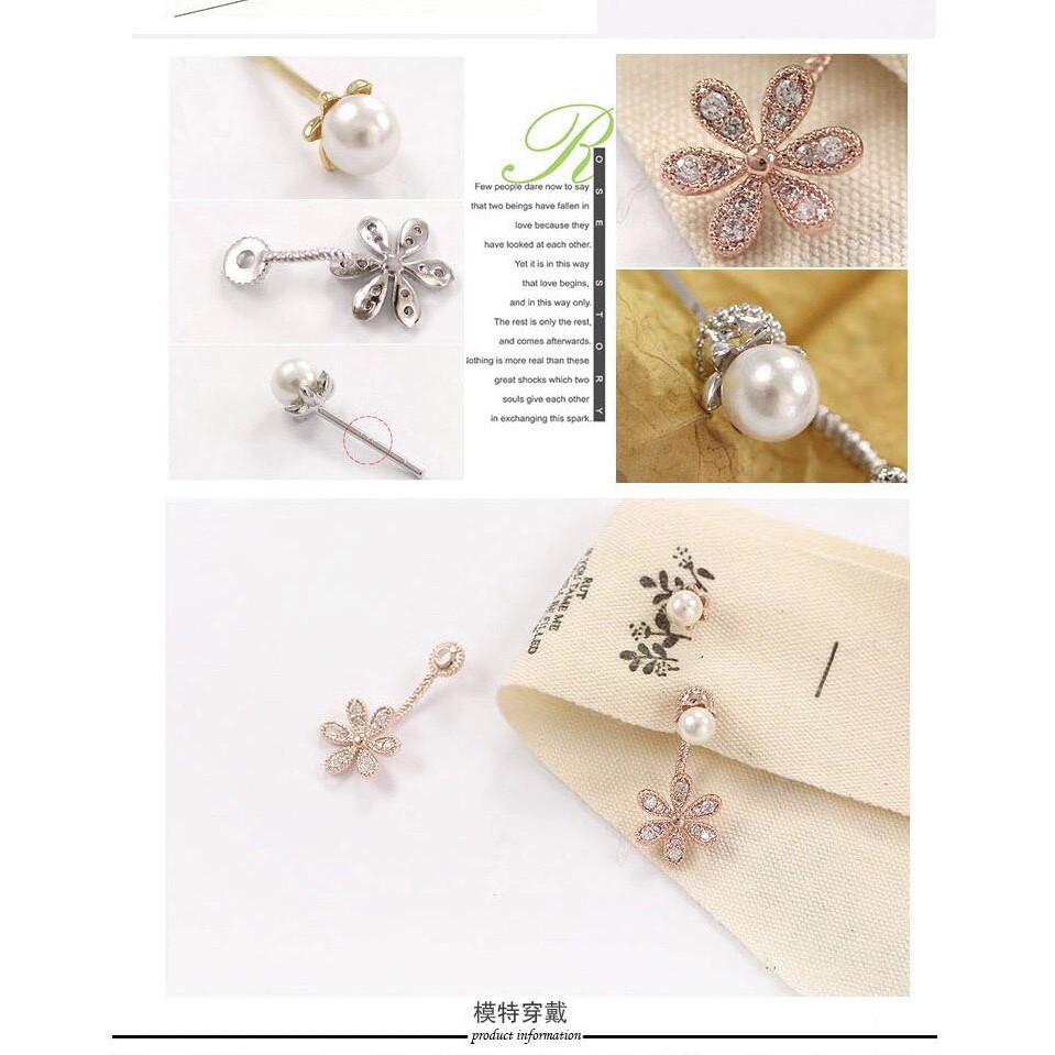 Đôi bông tai nữ bông hoa đính cườm