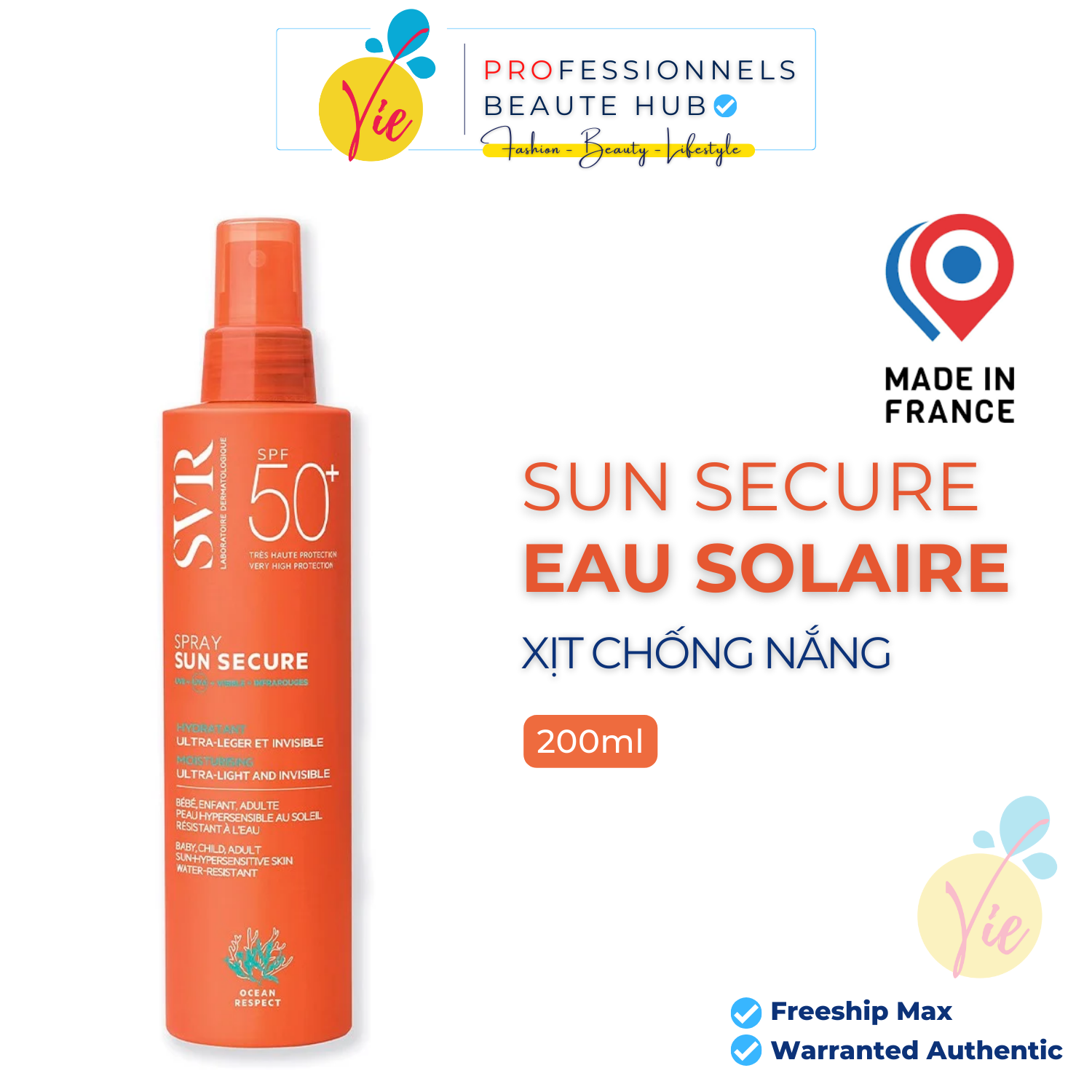 Kem chống nắng dạng xịt svr sun secure spray spf50+ 200ml