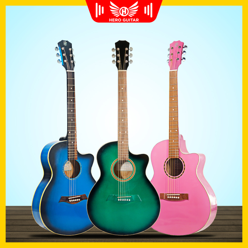 Guitar màu Acoustic Basic 3 (tặng PHỤ KIỆN)-BẢO HÀNH 1 NĂM- Hero Guitar Đà Nẵng