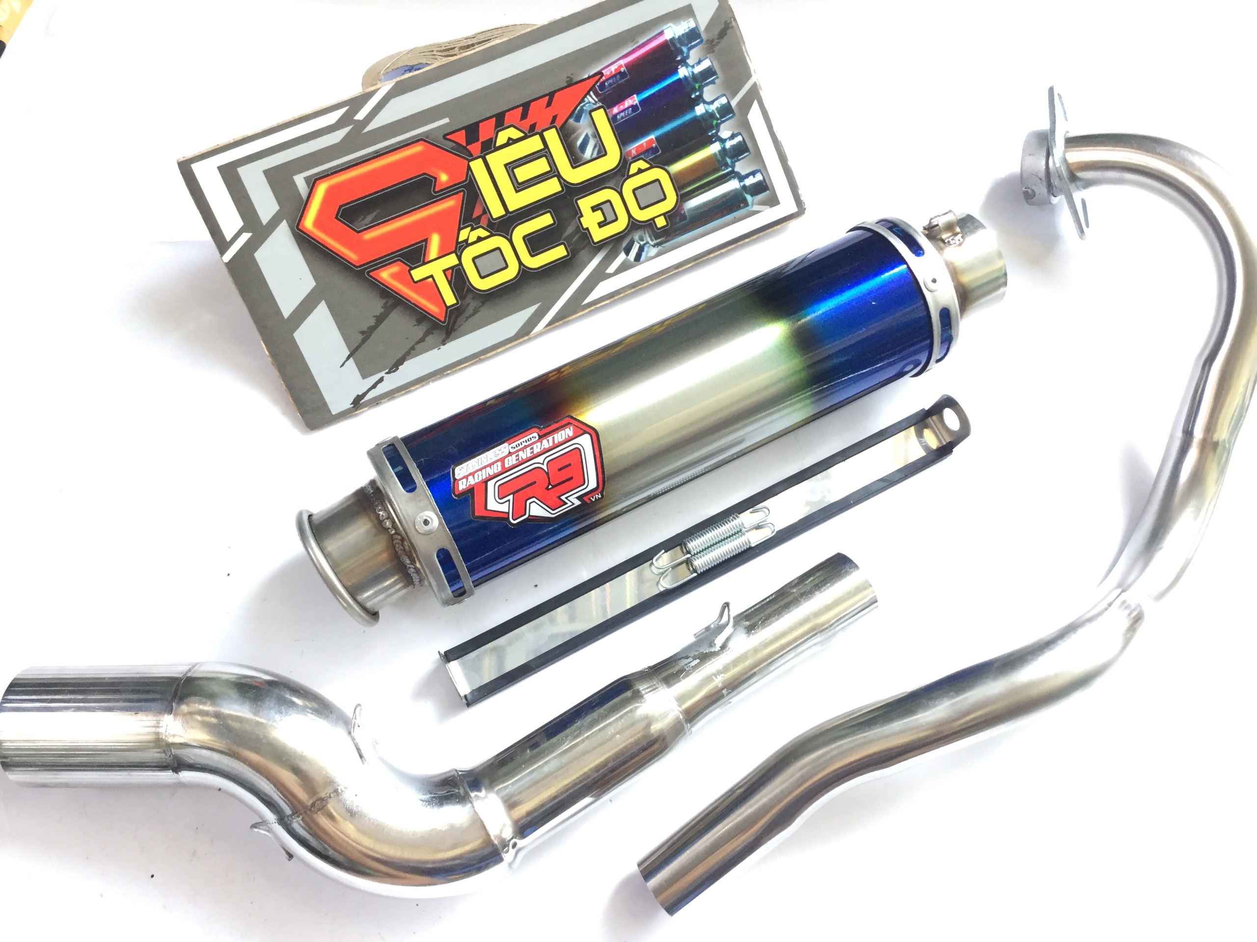 Combo pô r9 bao gồm cả cổ pô độ cong 2 khúc cho xe exciter 150.........