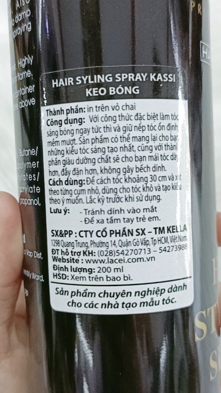 Keo Xịt Bóng Tạo Kiểu Tóc Kassi 350ML