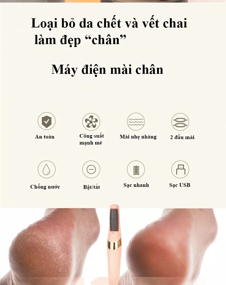 Máy Chà Gót Chân Tẩy Tế Bào Chết Cho Tiệm Nail Cá Nhân Tại Nhà Tẩy Tế Bào Chết Sạc Pin Tích Điện 2 Đầu Mài Bí Quyết Giúp Da Chân Mịn Màng Bảo Vệ Da Máy Chà Gót Chân Chà Gót Chân Máy Mài Gót Chân