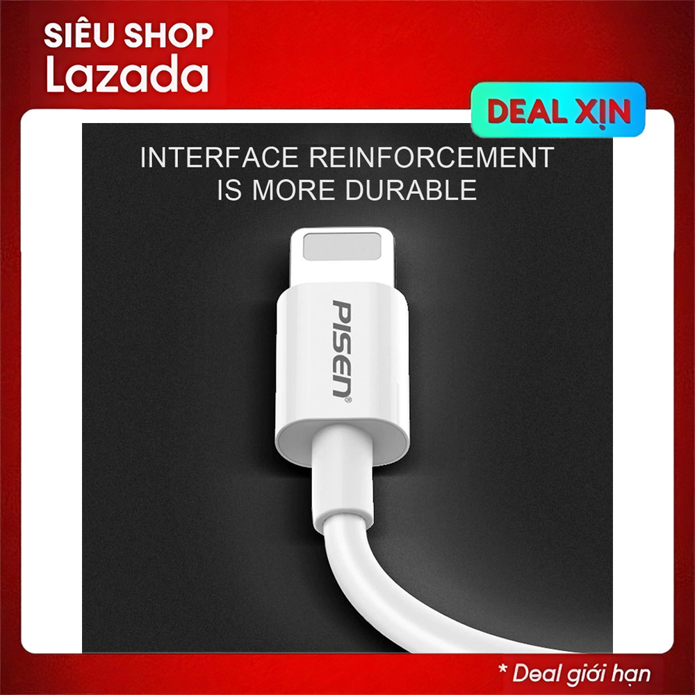 Cáp sạc Pisen dành cho iPhone 7 / iPhone 7s (Trắng)