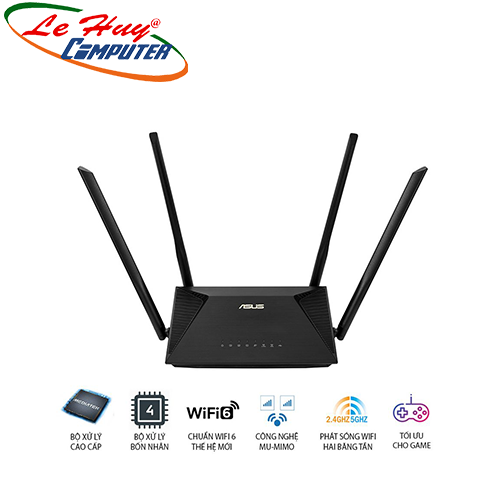 Router WIFI ASUS RT-AX53U WiFi 6 AX1800 2 băng tần
