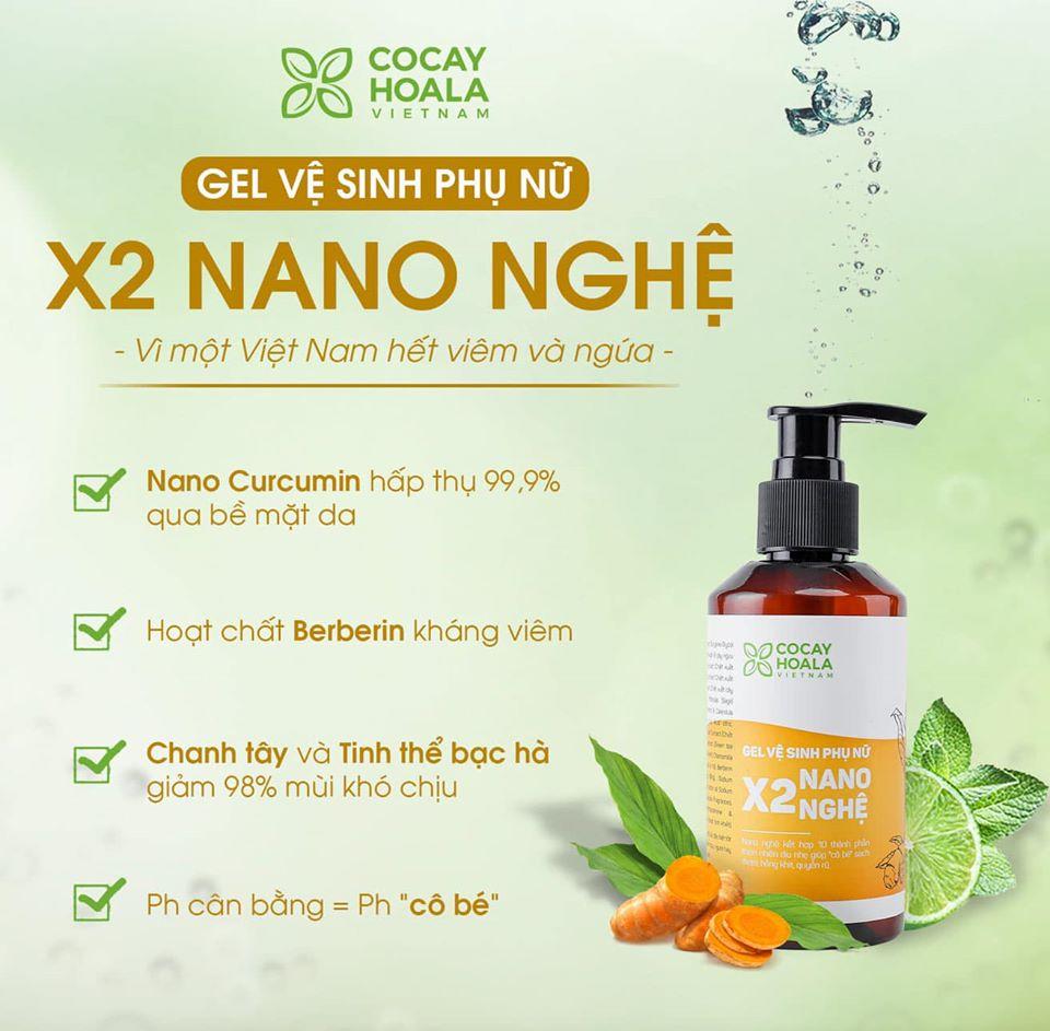 Gel vệ sinh phụ nữ x2 nano nghệ{cỏ cây hoa lá}