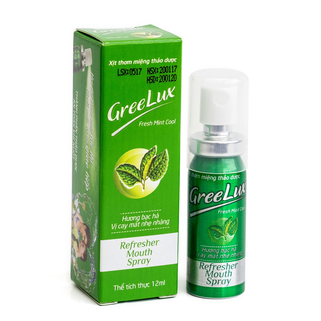 Xịt thơm miệng greelux Extra Cool Thảo Dược 12ml, Xanh dương