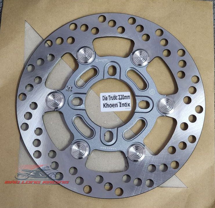 Đĩa thắng kiểng moto 3 khâu inox 220 gắn wave ex135 sirius....