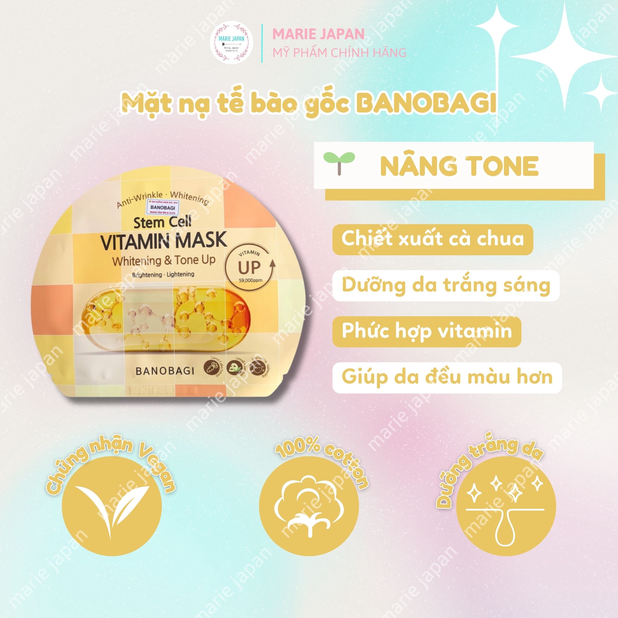 Mặt Nạ Banobagi STEM CELL Dưỡng Ẩm Trắng Da Vita Genic Jelly Vitamin Mask (Miếng lẻ)