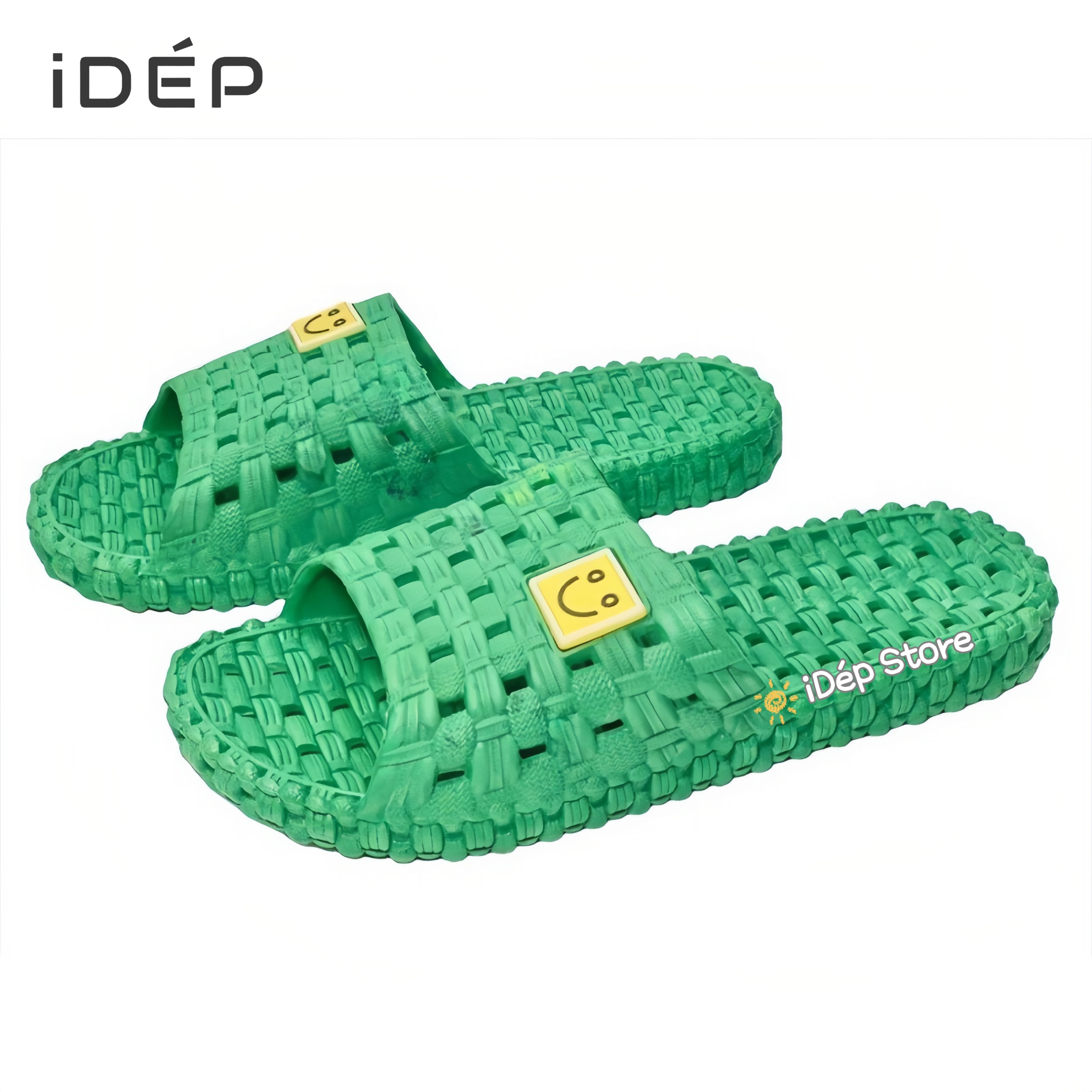 Dép nhựa lỗ vuông Mặt Cười đi trong nhà, nhà tắm Nam Nữ thoáng khí êm chân chống trượt - iDÉP DL022
