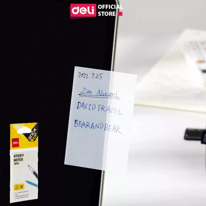 Giấy note Deli trong suốt chống nước giấy ghi nhớ 50 tờ sáng tạo tiện lợi EA042 - Hình ảnh 3