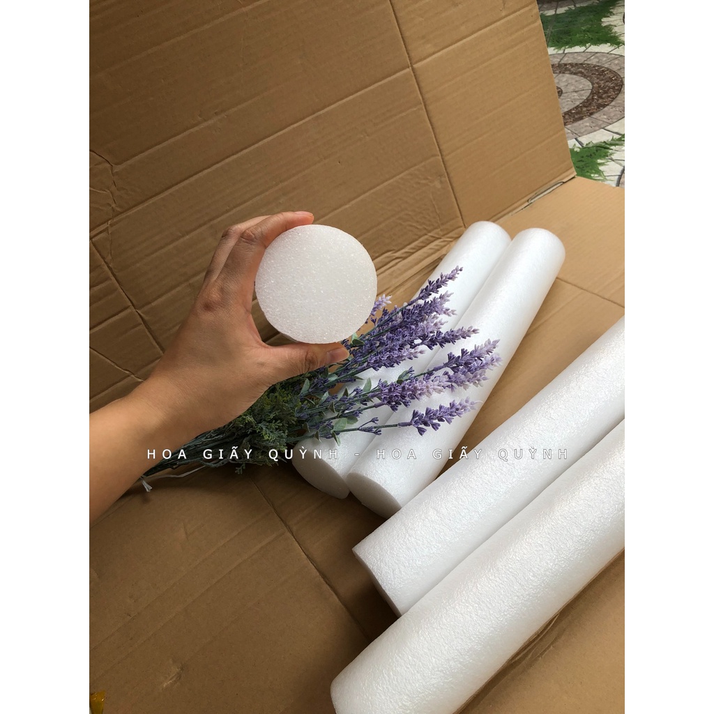 Combo 2 Cây xốp dẻo hình trụ tròn 7cm x 40cm - bó hoa sáp, hoa giấy, mô hình....