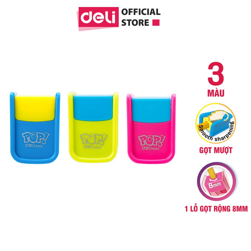 Gọt chì mini deli - 1 lỗ/2 lỗ - xanh lá/hồng/xanh dương - màu ngẫu nhiên - er00200/er00202/er00300
