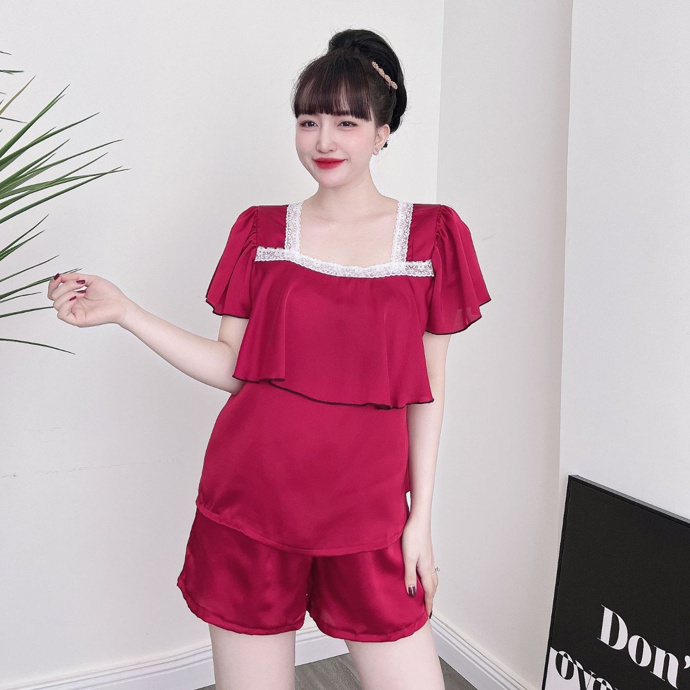 Đồ Bộ Bigsize Đùi Lụa Satin Cổ Vuông  50-100kg