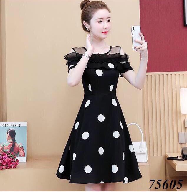 Đầm voan lụa chấm bi siêu sang cho các nàng