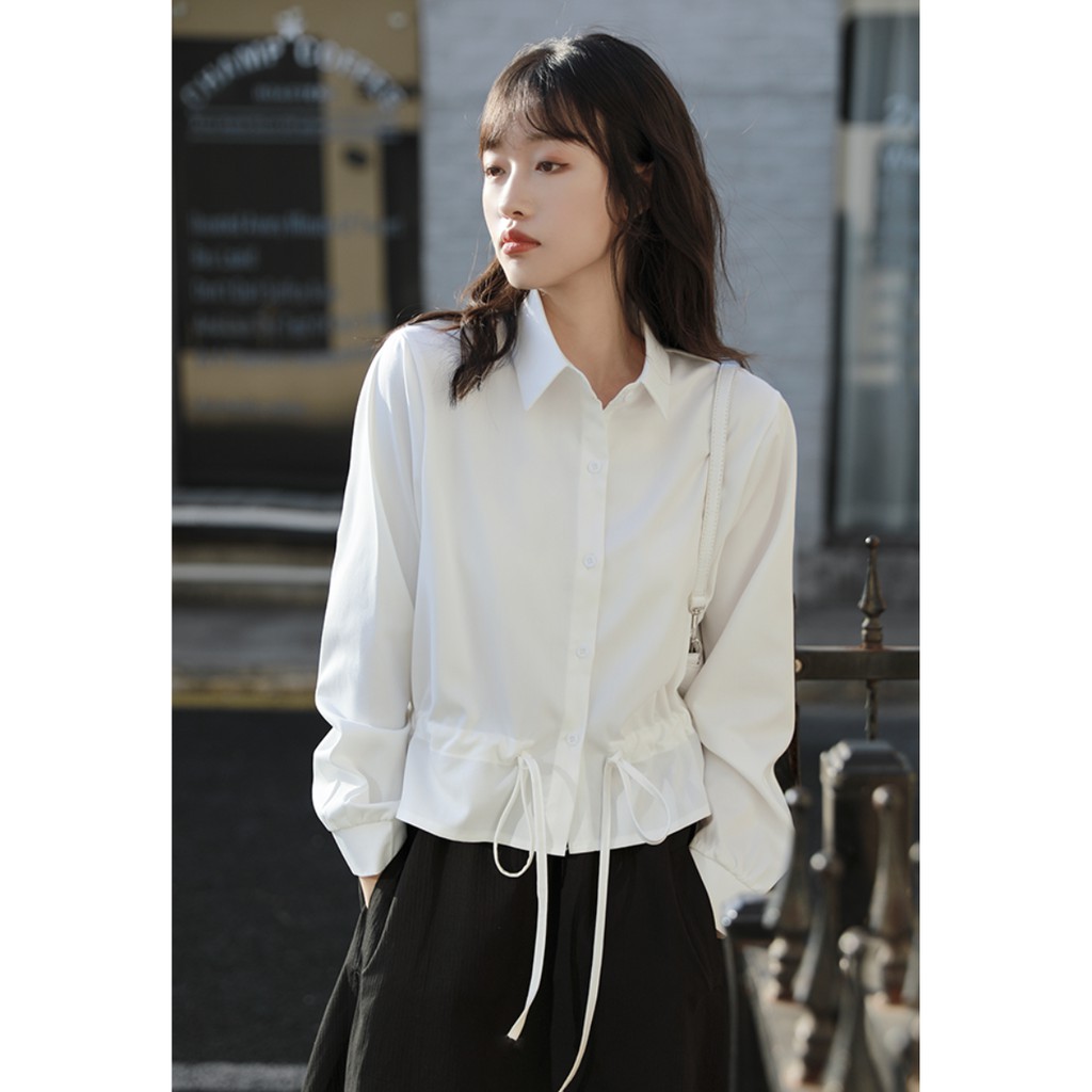 Áo Sơ Mi Nữ Xuu Design, Áo Kiểu Thắt Dây Rút Eo - SM17