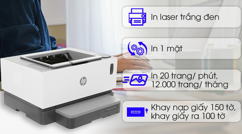 Máy In Laser Trắng Đen HP Neverstop Laser 1000w Wifi