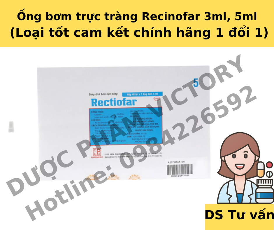 Ống bơm trực tràng, đi cầu người lớn và trẻ em Rectiofar ống 3ml, 5ml