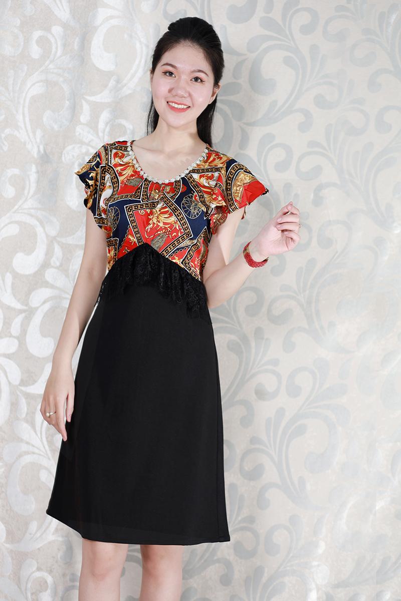 Xuka dress middle-age designs suông going Party streetwear luxury, skirt dress middle-aged bigsize, dress for mother middle-aged U50, u60 antique heart delivery lacing stylized-fashion middle-aged D3188