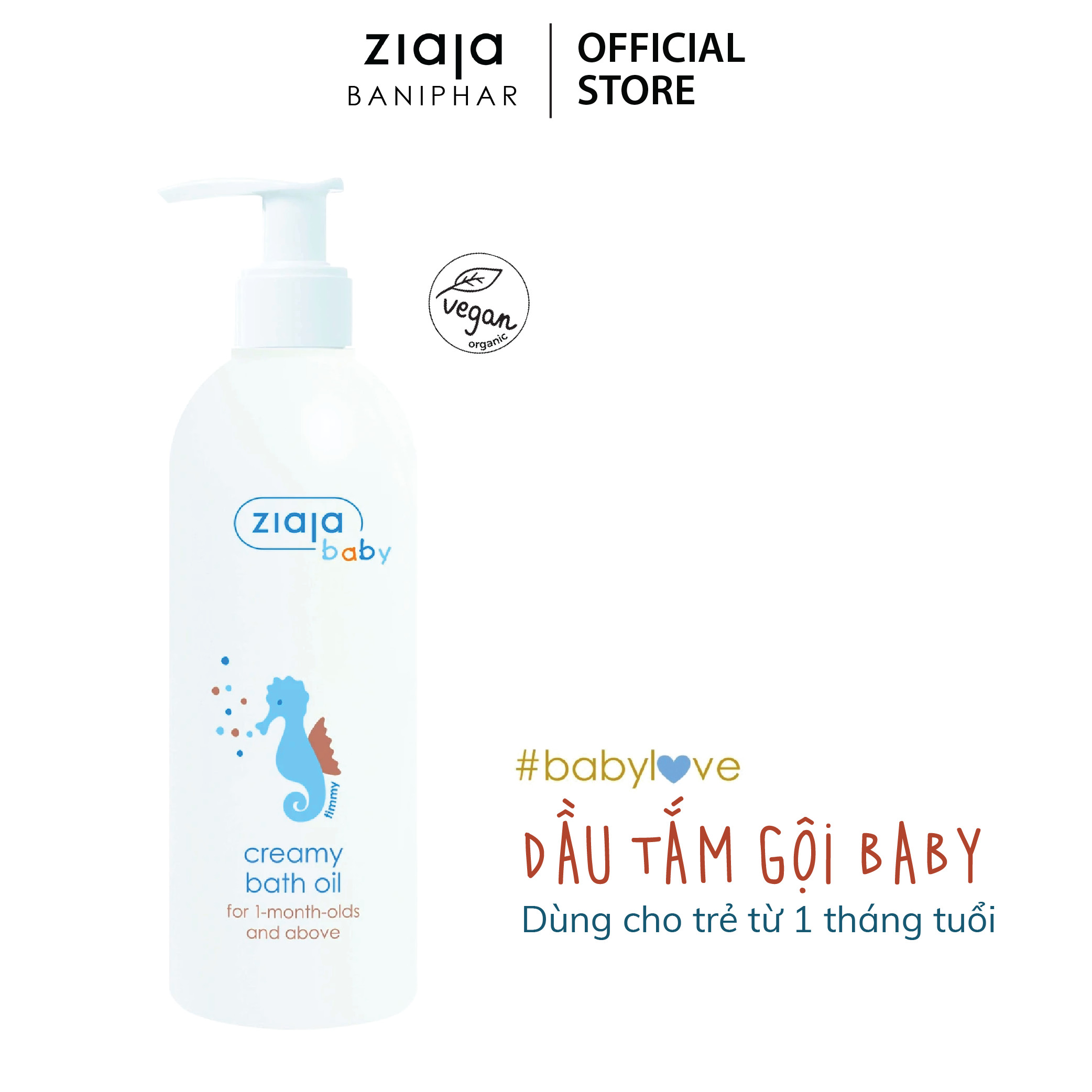 Dầu Tắm Gội Cho Bé Ngừa Nắp Nôi Ziaja Baby Creamy Bath Oil ZIAJA BANIPHAR Giúp Làm Sạch Nhẹ Nhàng Cho Da Bé 300ml
