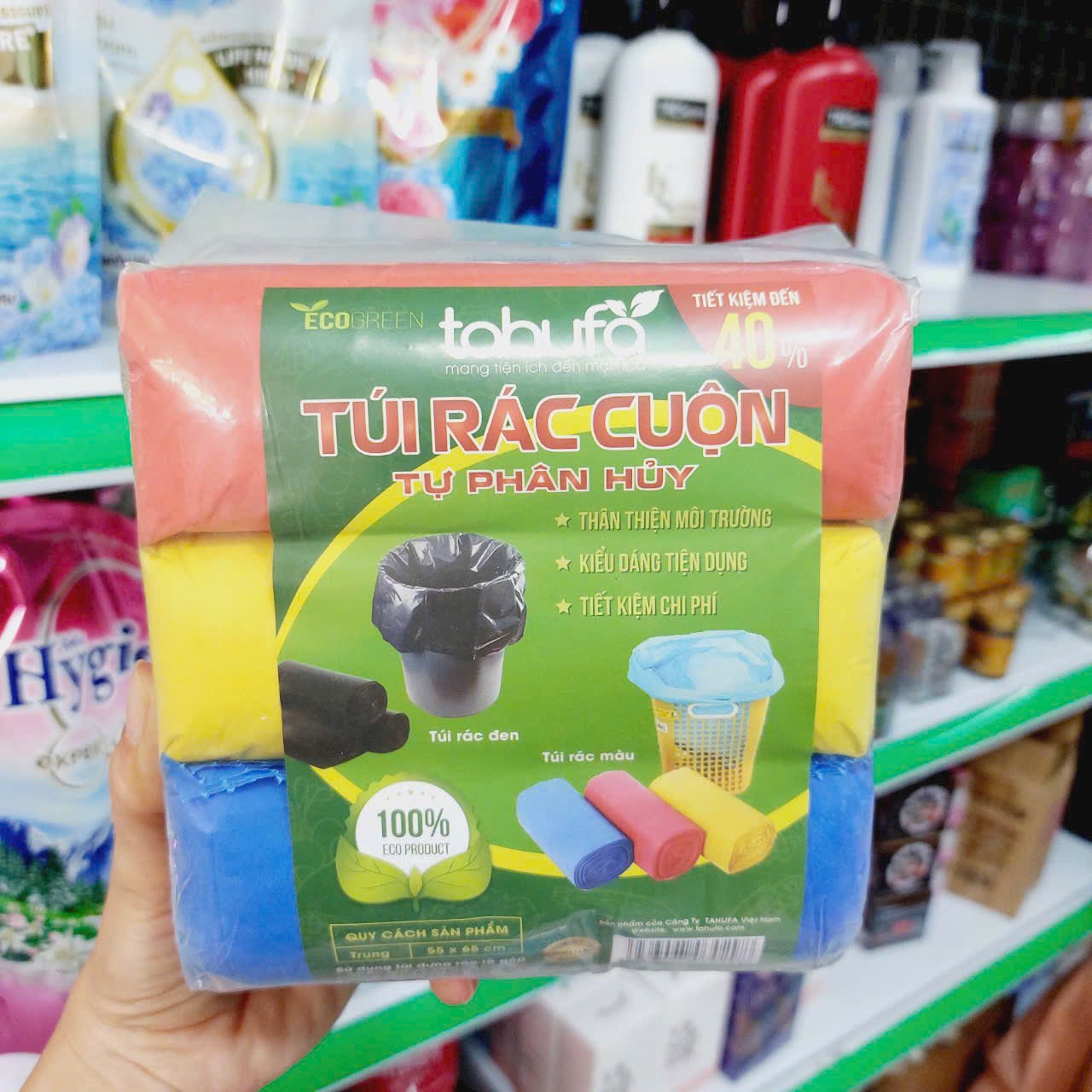 COMBO 3 TÚI ĐỰNG RÁC TỰ PHÂN HUỶ TAHUFA ( SIZE TRUNG  55x65cm)