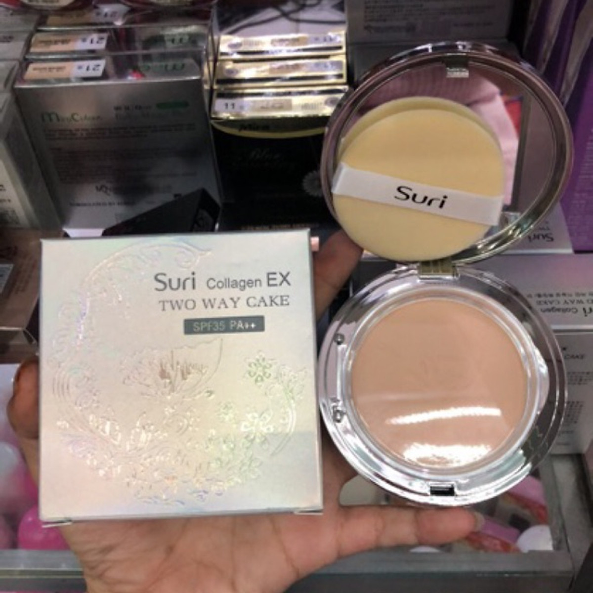 Phấn trang điểm siêu mịn Suri Collagen Two Way Cake Hàn Quốc (2 lõi)