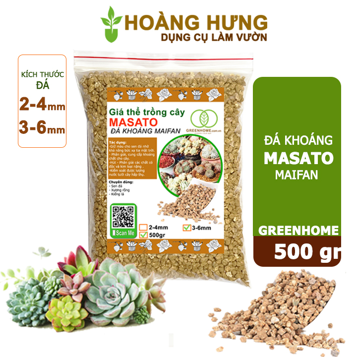 Đá khoáng Masato, bao 500gr, chuyên rải mặt kiểng lá, xương rồng, đậm màu sen đá, nhiều kích thước lựa chọn |Greenhome